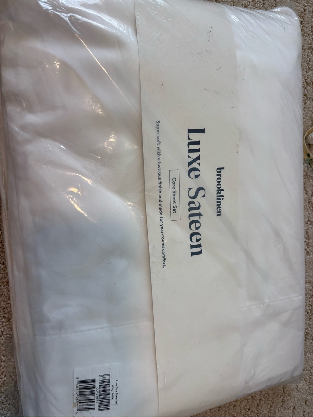 Brooklinen Luxe Sateen Sheet Set - White King NEW
